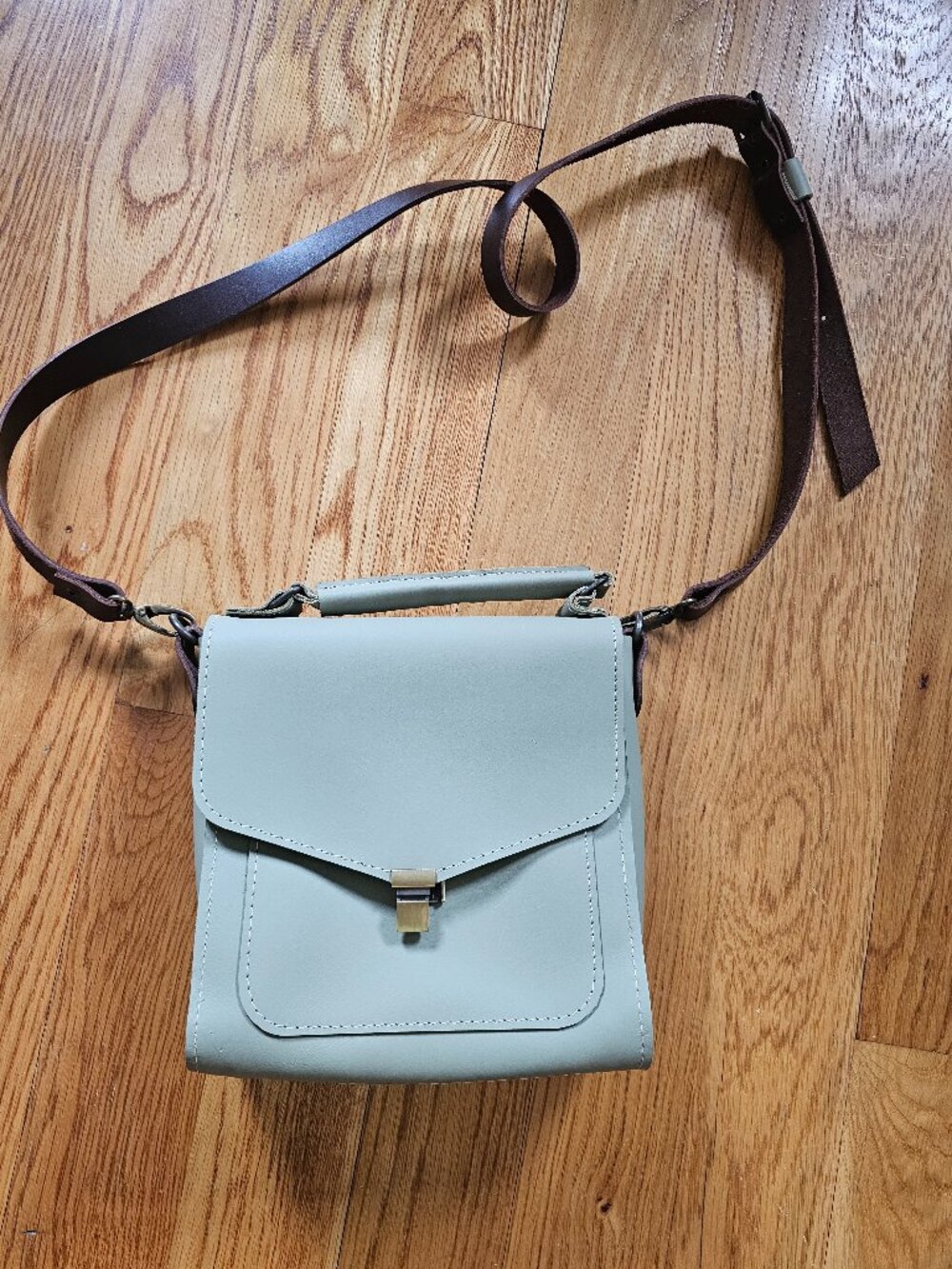 Leather green satchel